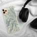 Custom Ouray Colorado Map Phone Case in Woodblock on Table with Black Headphones