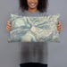 Person holding 20x12 Custom Ouray Colorado Map Throw Pillow in Woodblock