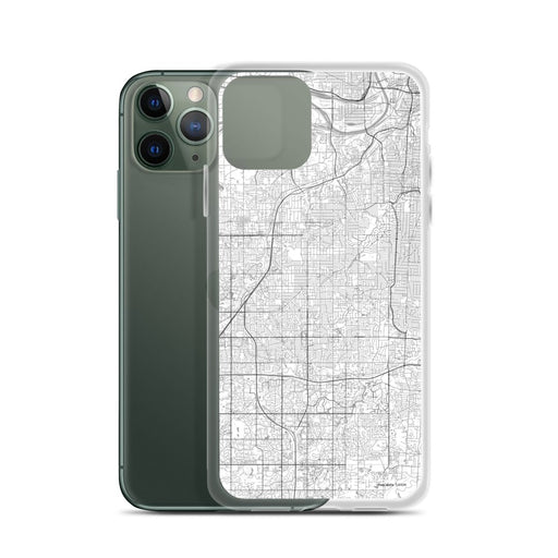 Custom Overland Park Kansas Map Phone Case in Classic on Table with Laptop and Plant