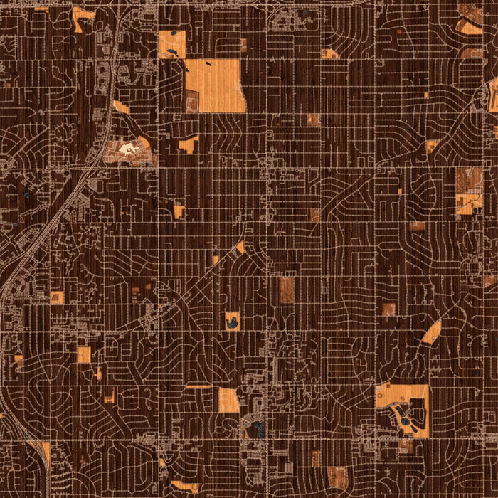 Overland Park Kansas Map Print in Ember Style Zoomed In Close Up Showing Details