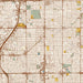 Overland Park Kansas Map Print in Woodblock Style Zoomed In Close Up Showing Details