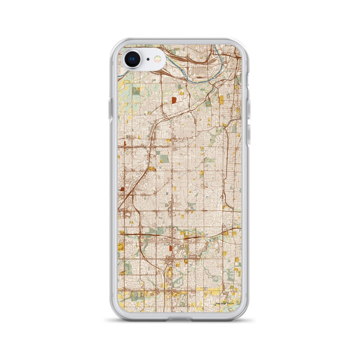 Custom Overland Park Kansas Map iPhone SE Phone Case in Woodblock