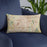 Custom Overland Park Kansas Map Throw Pillow in Woodblock on Blue Colored Chair