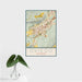 16x24 Oviedo Asturias Map Print Portrait Orientation in Woodblock Style With Tropical Plant Leaves in Water