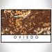 Oviedo Asturias Map Print Landscape Orientation in Ember Style With Shaded Background