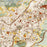 Oviedo Asturias Map Print in Woodblock Style Zoomed In Close Up Showing Details
