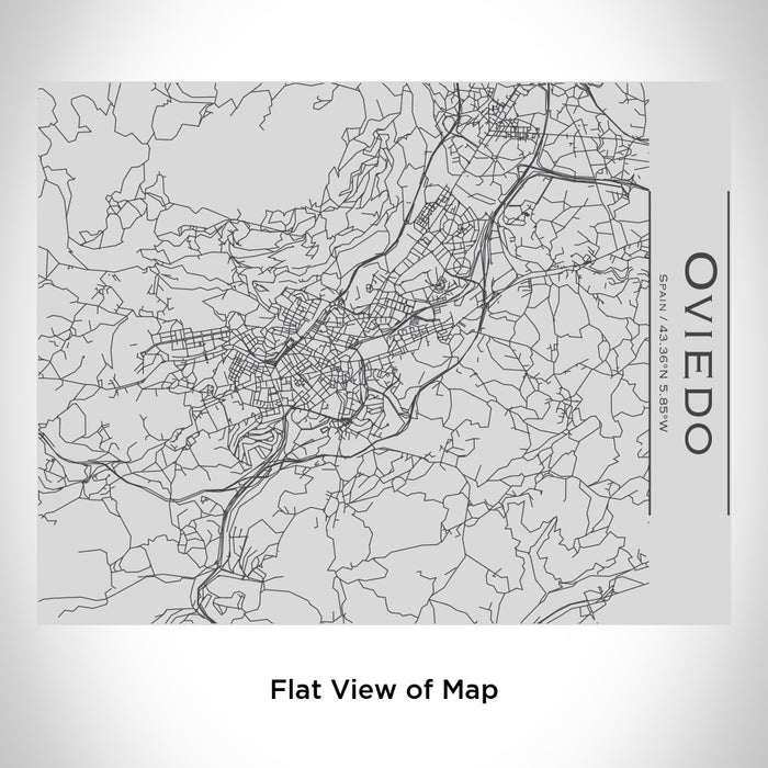 Rendered View of Oviedo Spain Map Engraving on 20oz Stainless Steel Insulated Bottle with Bamboo Top