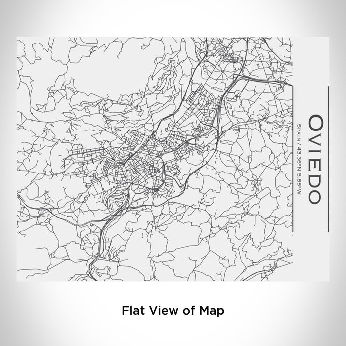 Rendered View of Oviedo Spain Map Engraving on 20oz Stainless Steel Insulated Bottle with Bamboo Top in White