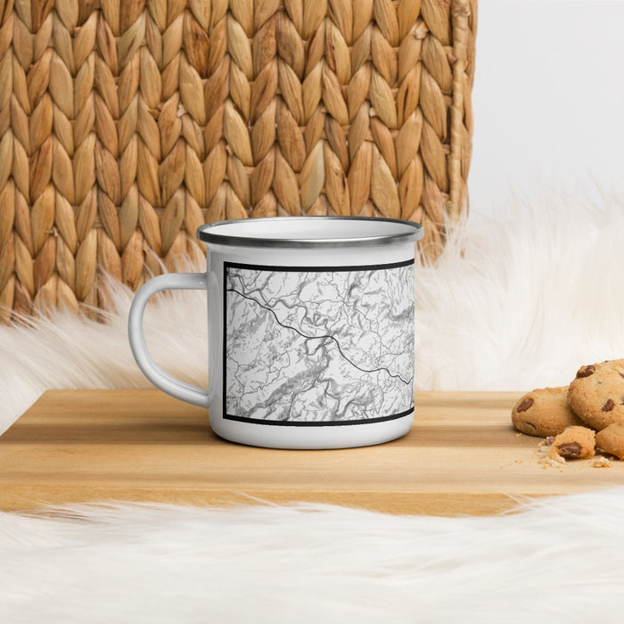 Left View Custom Oviedo Spain Map Enamel Mug in Classic on Table Top