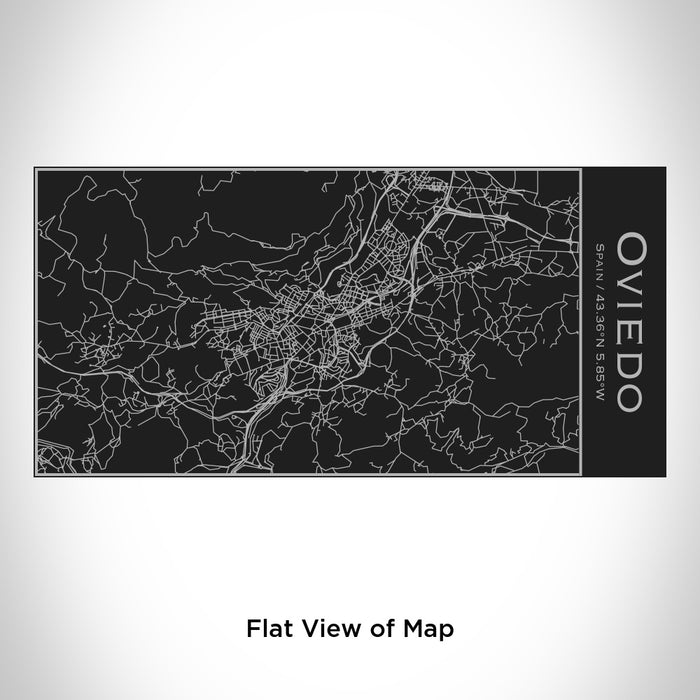Rendered View of Oviedo Spain Map Engraving on 17oz Stainless Steel Insulated Cola Bottle in Black