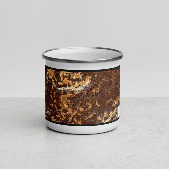 Front View Custom Oviedo Spain Map Enamel Mug in Ember