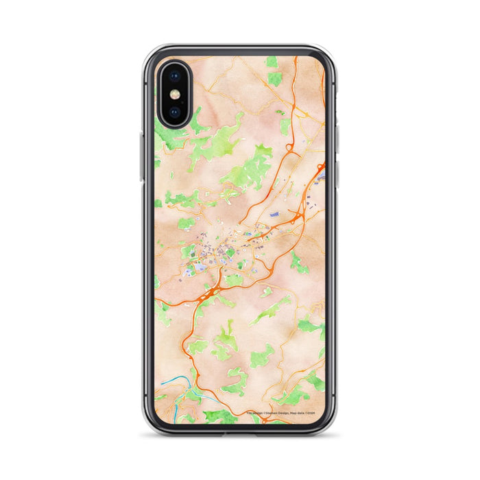 Custom iPhone X/XS Oviedo Spain Map Phone Case in Watercolor