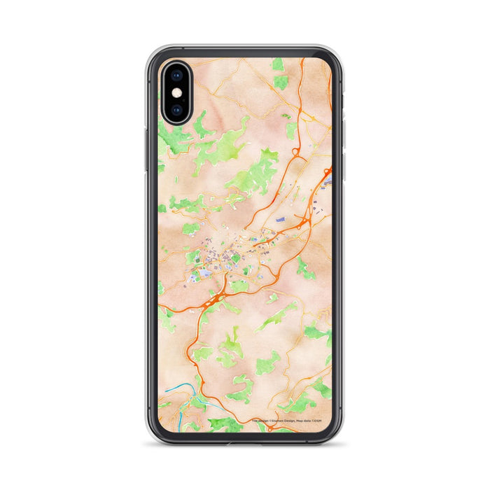 Custom iPhone XS Max Oviedo Spain Map Phone Case in Watercolor