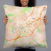 Person holding 22x22 Custom Oviedo Spain Map Throw Pillow in Watercolor