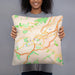 Person holding 18x18 Custom Oviedo Spain Map Throw Pillow in Watercolor