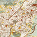 Oviedo Spain Map Print in Woodblock Style Zoomed In Close Up Showing Details