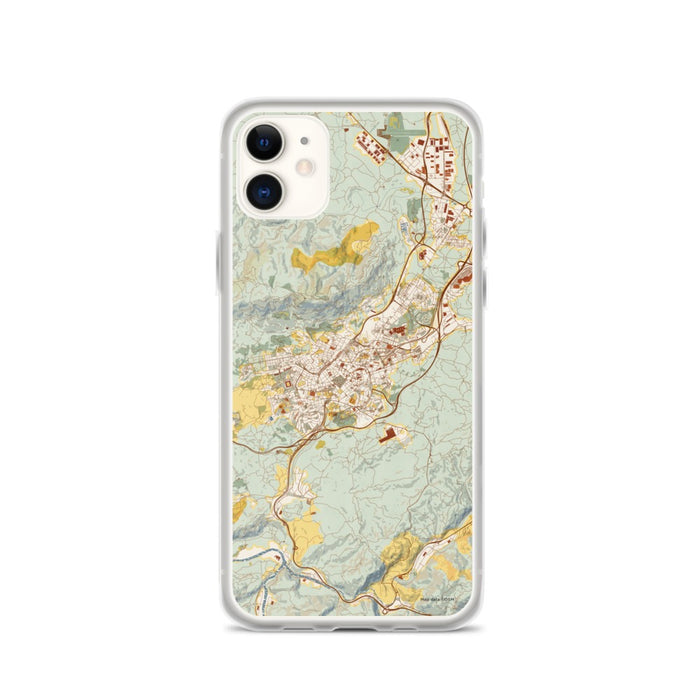 Custom iPhone 11 Oviedo Spain Map Phone Case in Woodblock