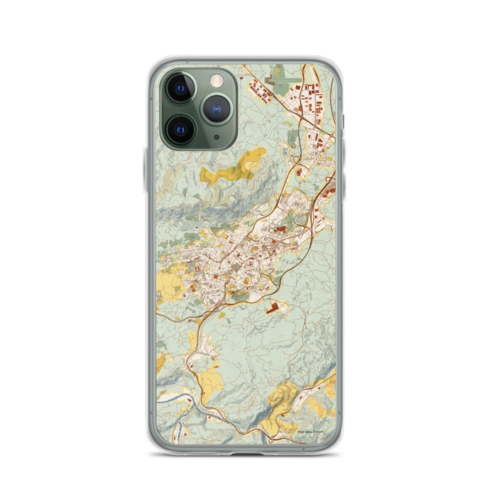 Custom iPhone 11 Pro Oviedo Spain Map Phone Case in Woodblock
