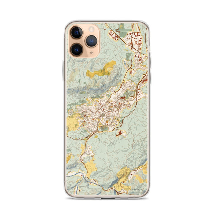 Custom iPhone 11 Pro Max Oviedo Spain Map Phone Case in Woodblock