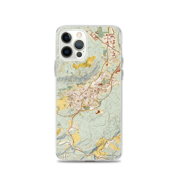 Custom iPhone 12 Pro Oviedo Spain Map Phone Case in Woodblock