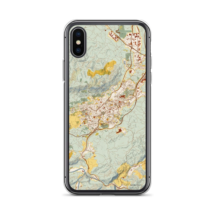 Custom iPhone X/XS Oviedo Spain Map Phone Case in Woodblock
