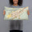 Person holding 20x12 Custom Oviedo Spain Map Throw Pillow in Woodblock
