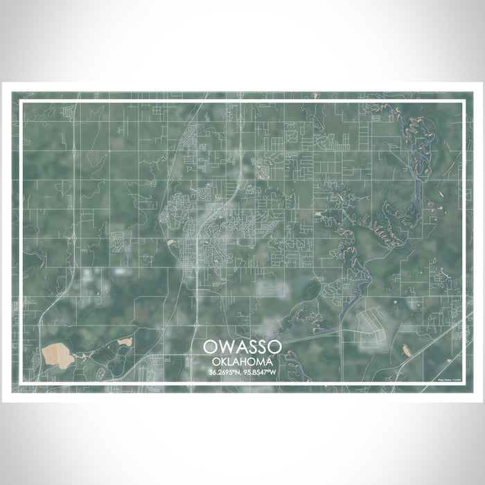 Owasso Oklahoma Map Print Landscape Orientation in Afternoon Style With Shaded Background