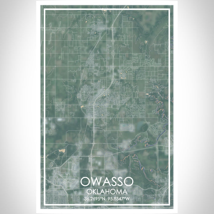 Owasso Oklahoma Map Print Portrait Orientation in Afternoon Style With Shaded Background
