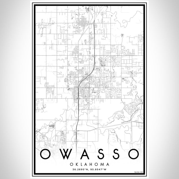 Owasso Oklahoma Map Print Portrait Orientation in Classic Style With Shaded Background