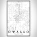 Owasso Oklahoma Map Print Portrait Orientation in Classic Style With Shaded Background