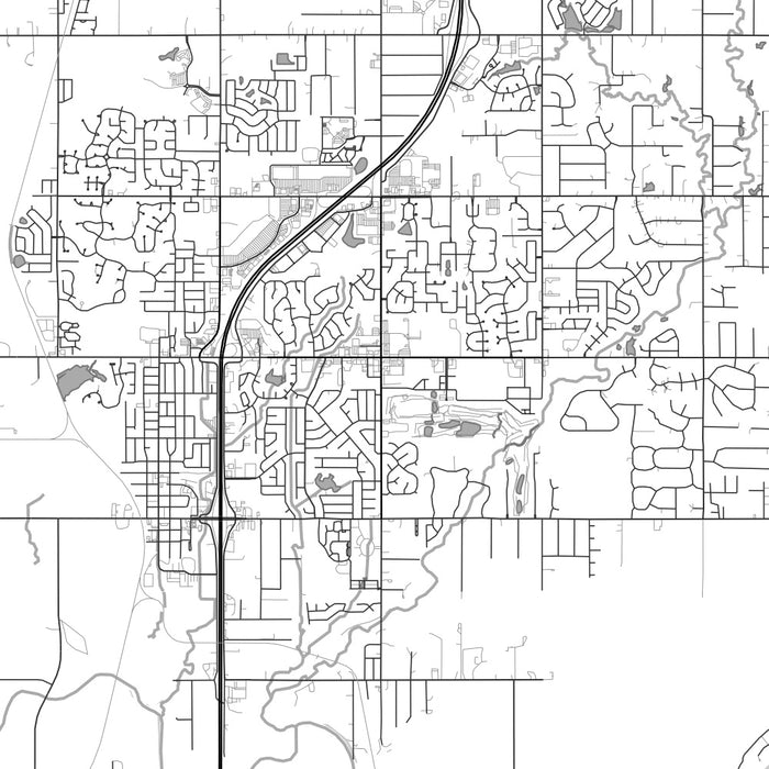 Owasso Oklahoma Map Print in Classic Style Zoomed In Close Up Showing Details