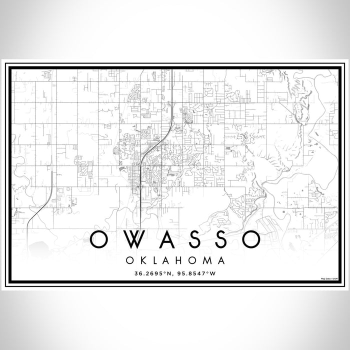 Owasso Oklahoma Map Print Landscape Orientation in Classic Style With Shaded Background