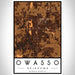 Owasso Oklahoma Map Print Portrait Orientation in Ember Style With Shaded Background