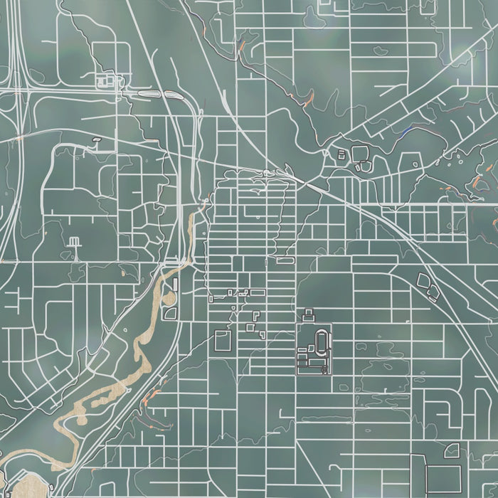 Owatonna Minnesota Map Print in Afternoon Style Zoomed In Close Up Showing Details