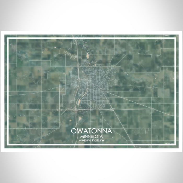 Owatonna Minnesota Map Print Landscape Orientation in Afternoon Style With Shaded Background