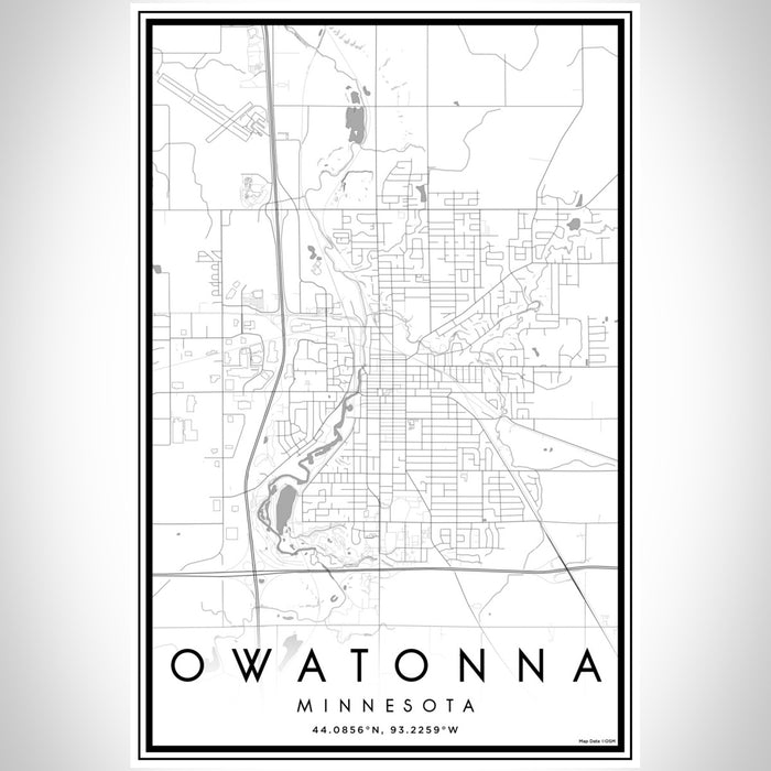 Owatonna Minnesota Map Print Portrait Orientation in Classic Style With Shaded Background