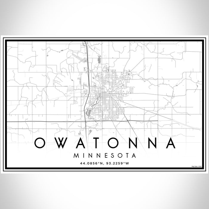 Owatonna Minnesota Map Print Landscape Orientation in Classic Style With Shaded Background