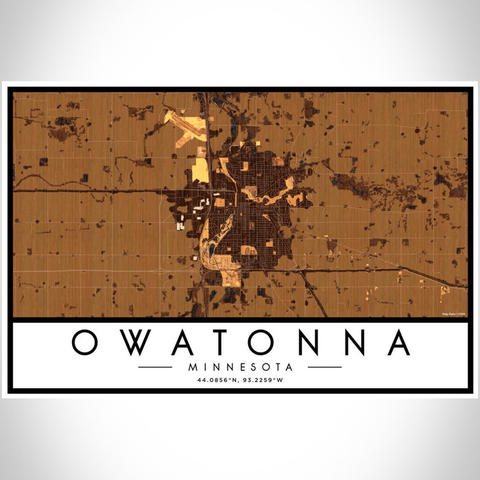 Owatonna Minnesota Map Print Landscape Orientation in Ember Style With Shaded Background