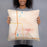 Person holding 18x18 Custom Owatonna Minnesota Map Throw Pillow in Watercolor