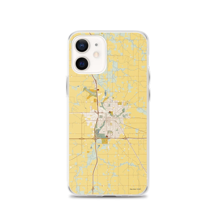 Custom Owatonna Minnesota Map iPhone 12 Phone Case in Woodblock