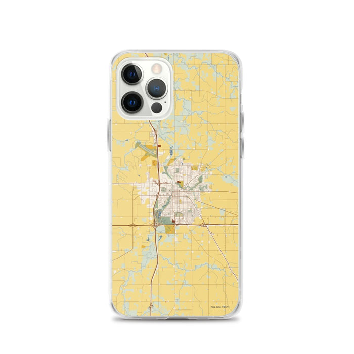 Custom Owatonna Minnesota Map iPhone 12 Pro Phone Case in Woodblock