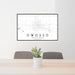 24x36 Owosso Michigan Map Print Lanscape Orientation in Classic Style Behind 2 Chairs Table and Potted Plant