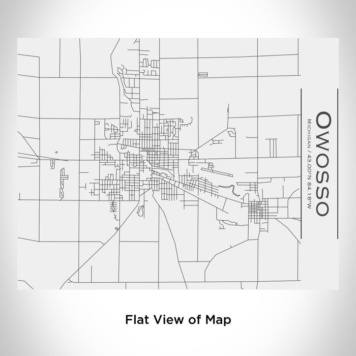 Rendered View of Owosso Michigan Map Engraving on 20oz Stainless Steel Insulated Bottle with Bamboo Top in White