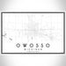 Owosso Michigan Map Print Landscape Orientation in Classic Style With Shaded Background