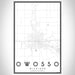 Owosso Michigan Map Print Portrait Orientation in Classic Style With Shaded Background