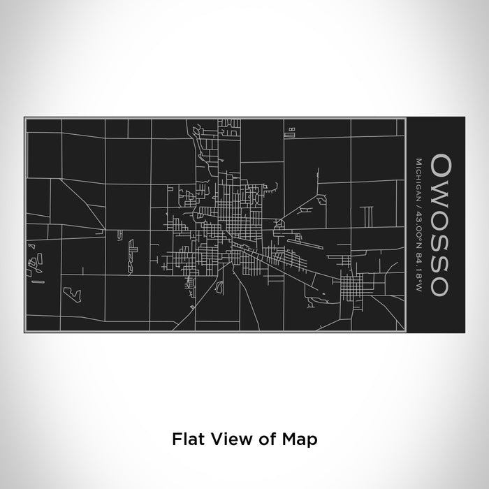Rendered View of Owosso Michigan Map Engraving on 17oz Stainless Steel Insulated Cola Bottle in Black