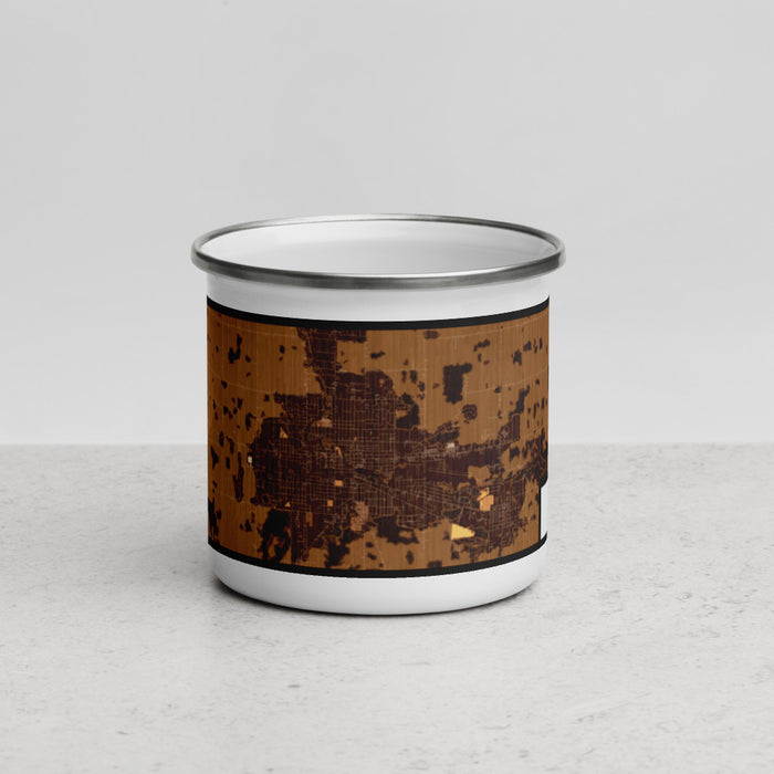 Front View Custom Owosso Michigan Map Enamel Mug in Ember