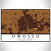 Owosso Michigan Map Print Landscape Orientation in Ember Style With Shaded Background