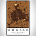 Owosso Michigan Map Print Portrait Orientation in Ember Style With Shaded Background