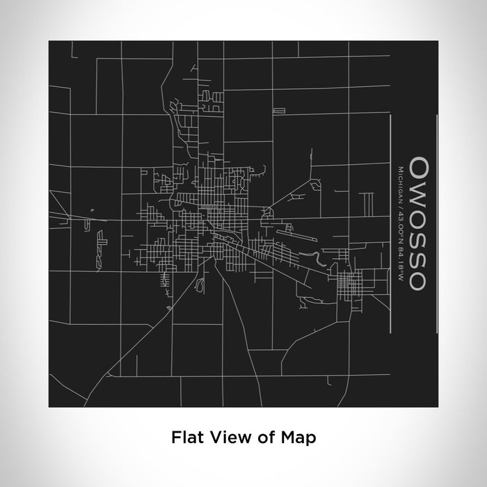 Rendered View of Owosso Michigan Map Engraving on 17oz Stainless Steel Insulated Tumbler in Black
